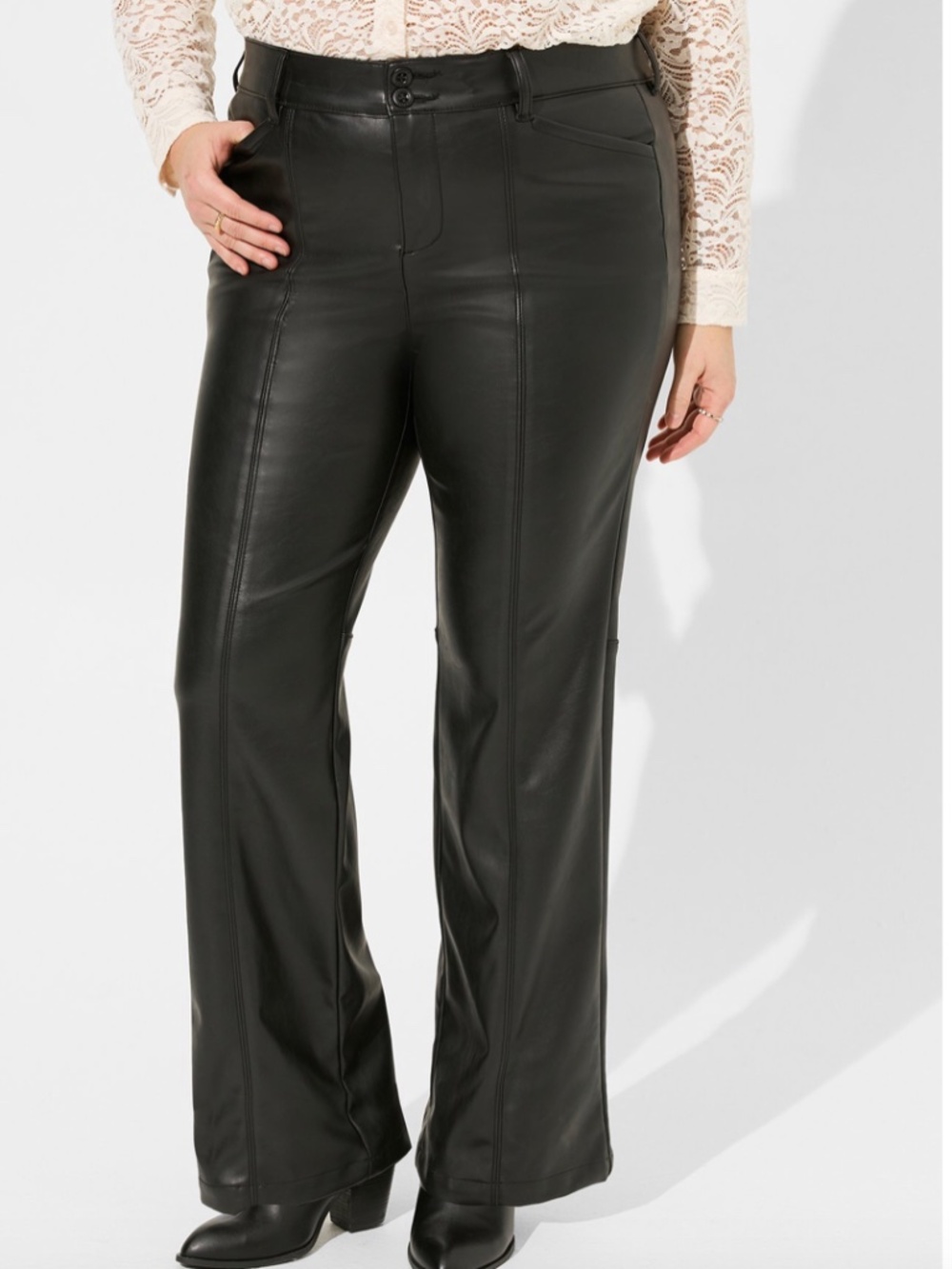 Pintuck Trouser Boot Faux Leather High Rise Pant size 18